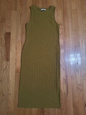 Nine West fitted sleeveless dress, green/brown, women's M